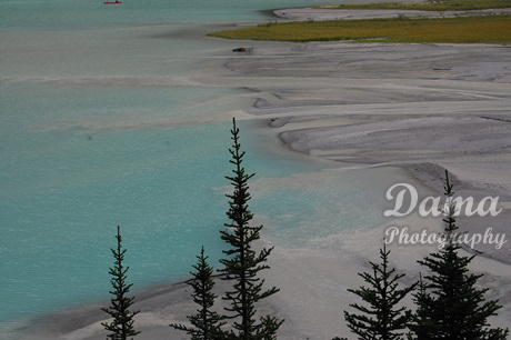 Rock flour carried into the lake by melt-water from the glacier, Lake Louise, Alberta, Canada