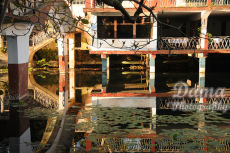 Reflections of 'La Quintica' building into the Ariguanabo river, San Antonio de los Baños, Artemisa, Cuba